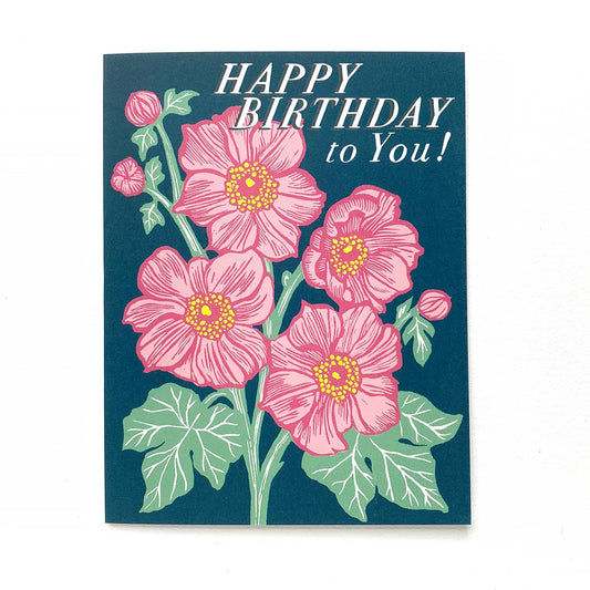 ‘Birthday Anemones'  Linocut Birthday Card by Hawk and Rose