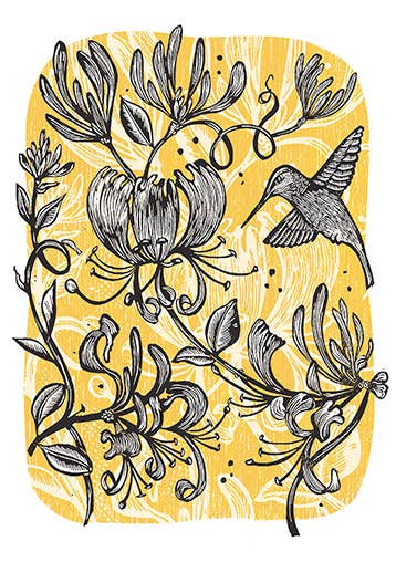 Annas Delight Linocut Art Card by Hawk and Rose