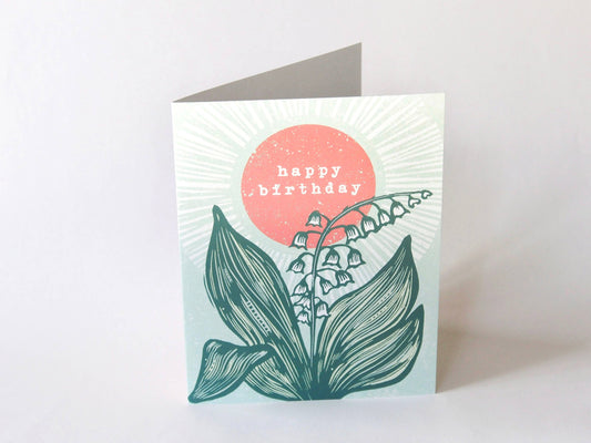 Lily Linocut Birthday Card by Hawk and Rose