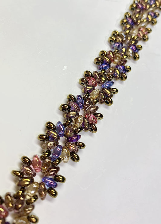 Beaded Flower Chain Bracelet Bronze Shanelle St.Hilaire