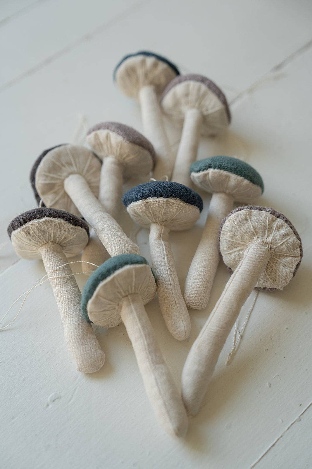 Linen Fabric Mushroom Ornament: Grey