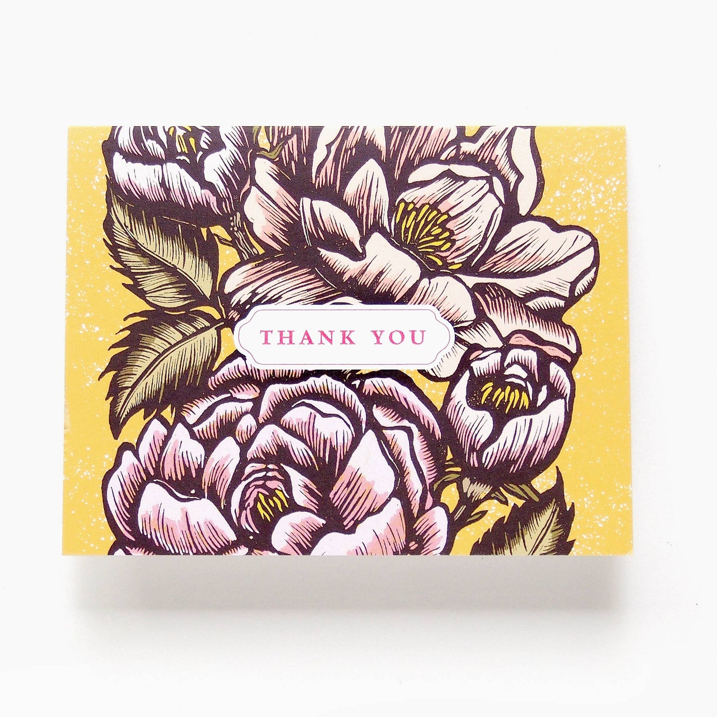 ‘Thank You Roses’ Linocut Card by Hawk and Rose