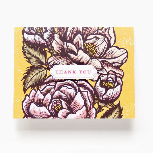 ‘Thank You Roses’ Linocut Card by Hawk and Rose