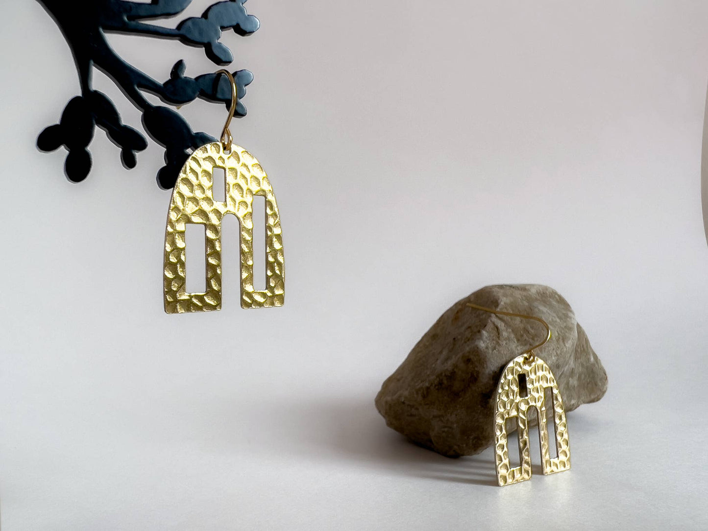 Raw Brass Abstract House Earrings