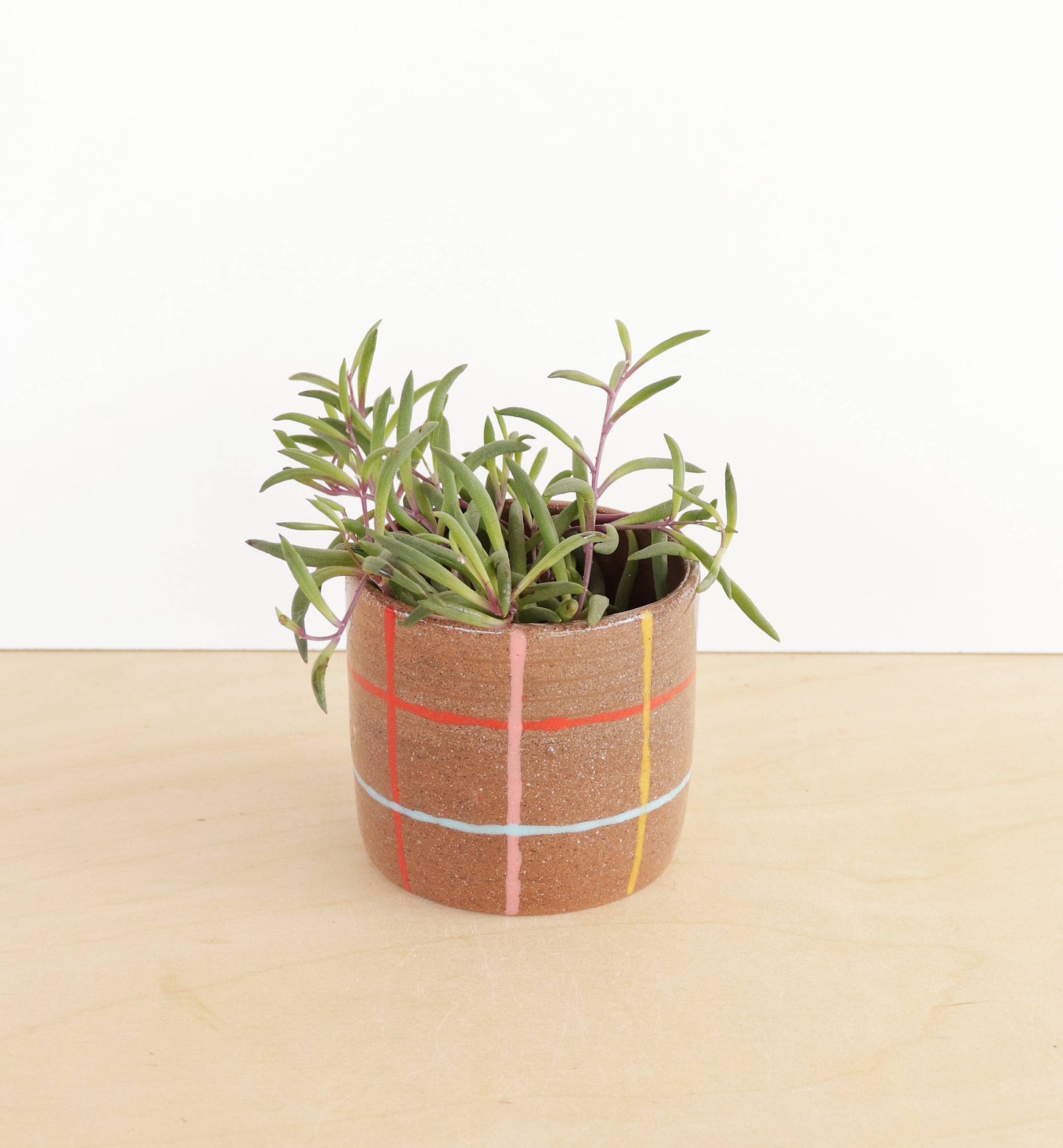 Small Ceramic Planter - Grid: Multi