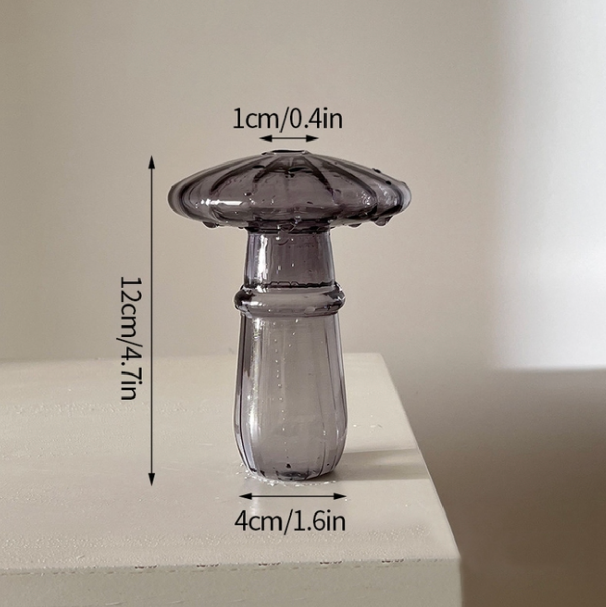 Mini Glass Mushroom Bud Vase: Light Green