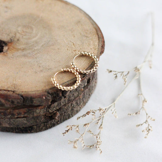 Beaded Huggie Hoops: Gold