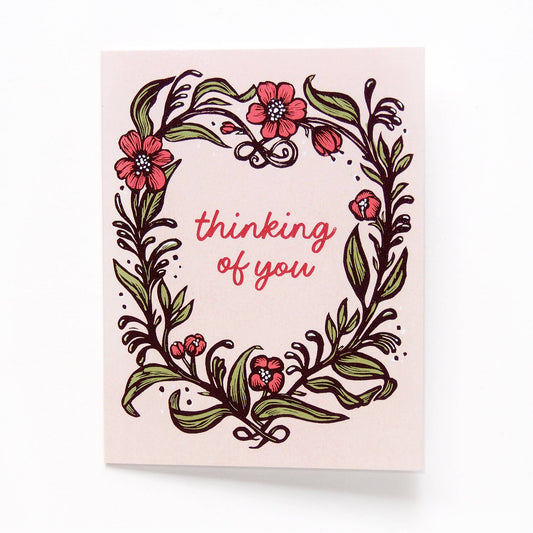 ‘Thinking of You’ Linocut Card by Hawk and Rose