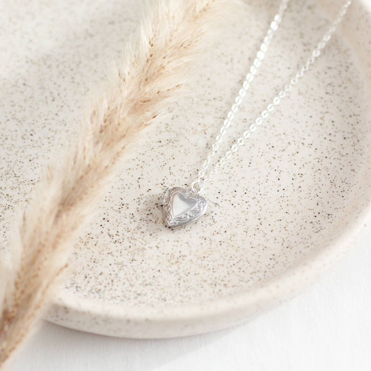 Mini Heart-Shaped Locket: Silver