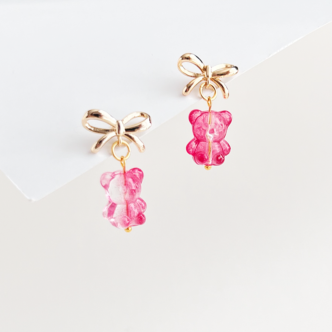 Pink Teddy Bear Earrings