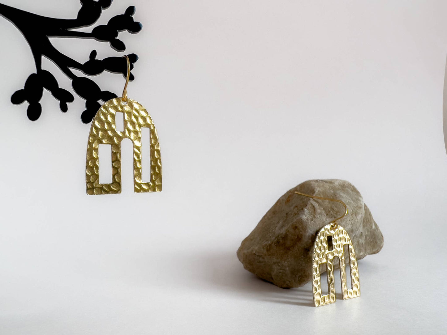 Raw Brass Abstract House Earrings