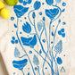 Mack Flowers Organic Tea Towel Blue - 20x24