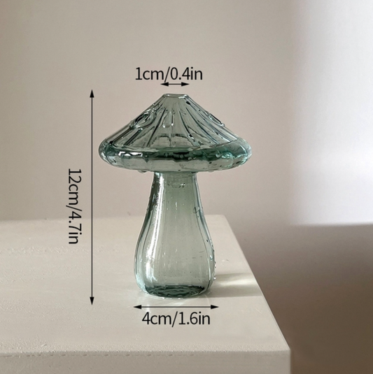 Mini Glass Mushroom Bud Vase: Green