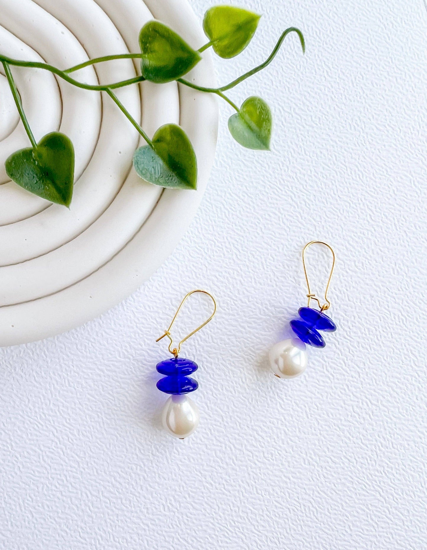 Blue Disc Earrings | Glass Bead Earrings