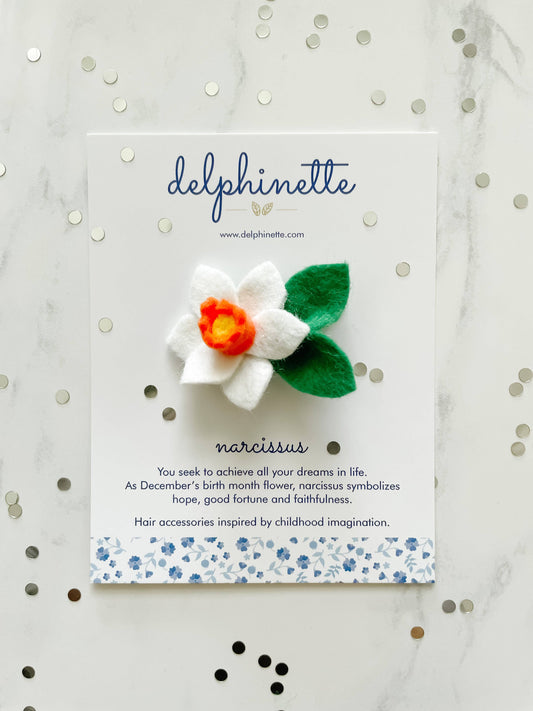 Narcissus Hair Clip - December Birth Month Flower Gift