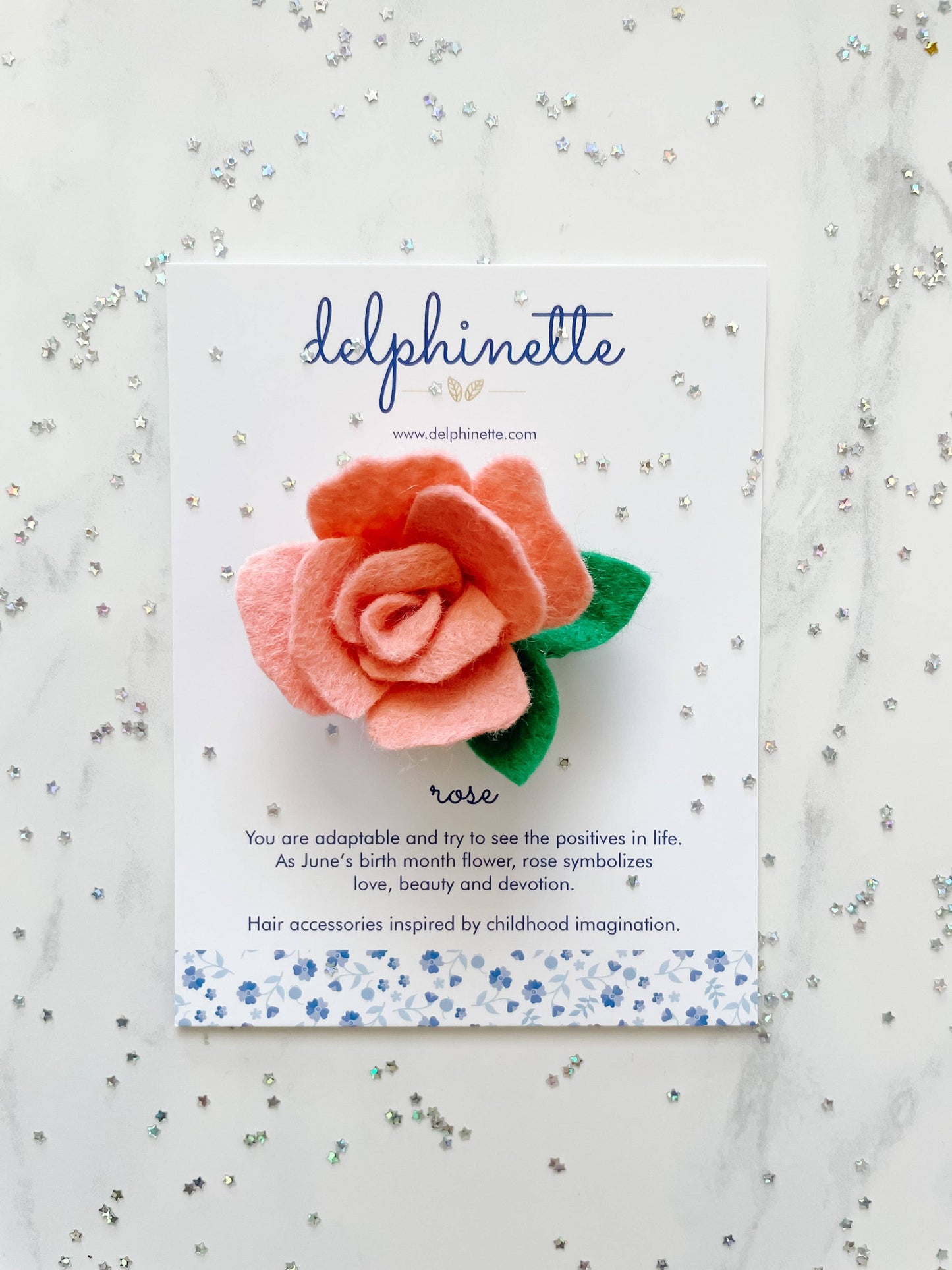 Pink Rose Hair Clip - June Birth Month Flower Gift