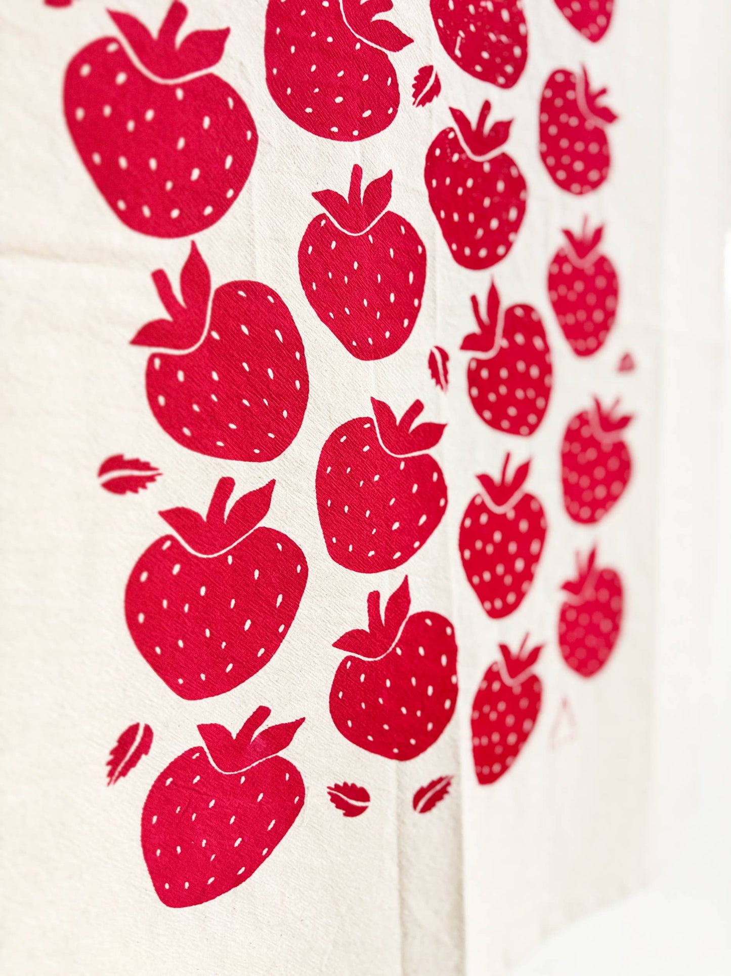 Strawberries Organic Tea Towel Red - 20x24