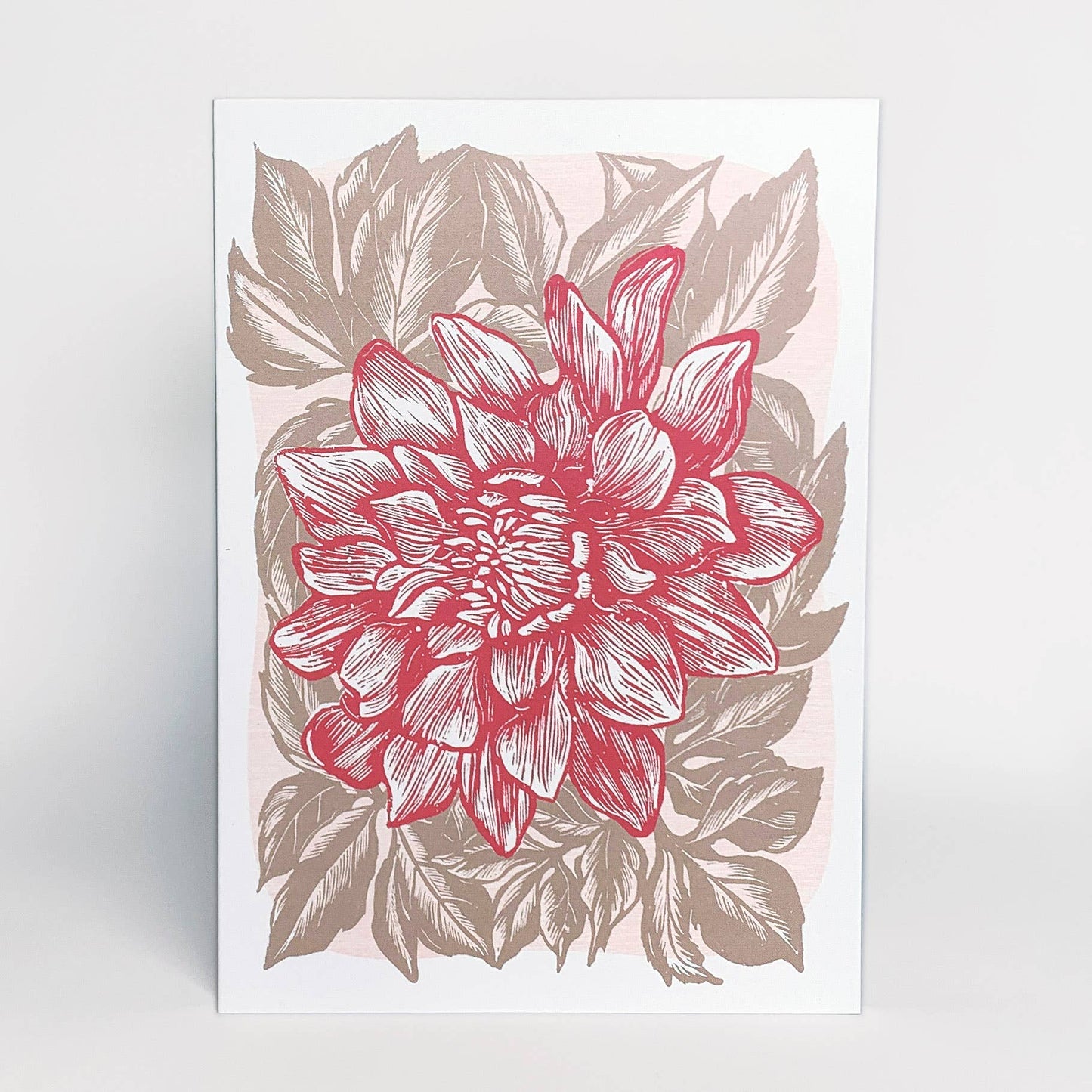 Dahlia Linocut Art Card by Hawk and Rose