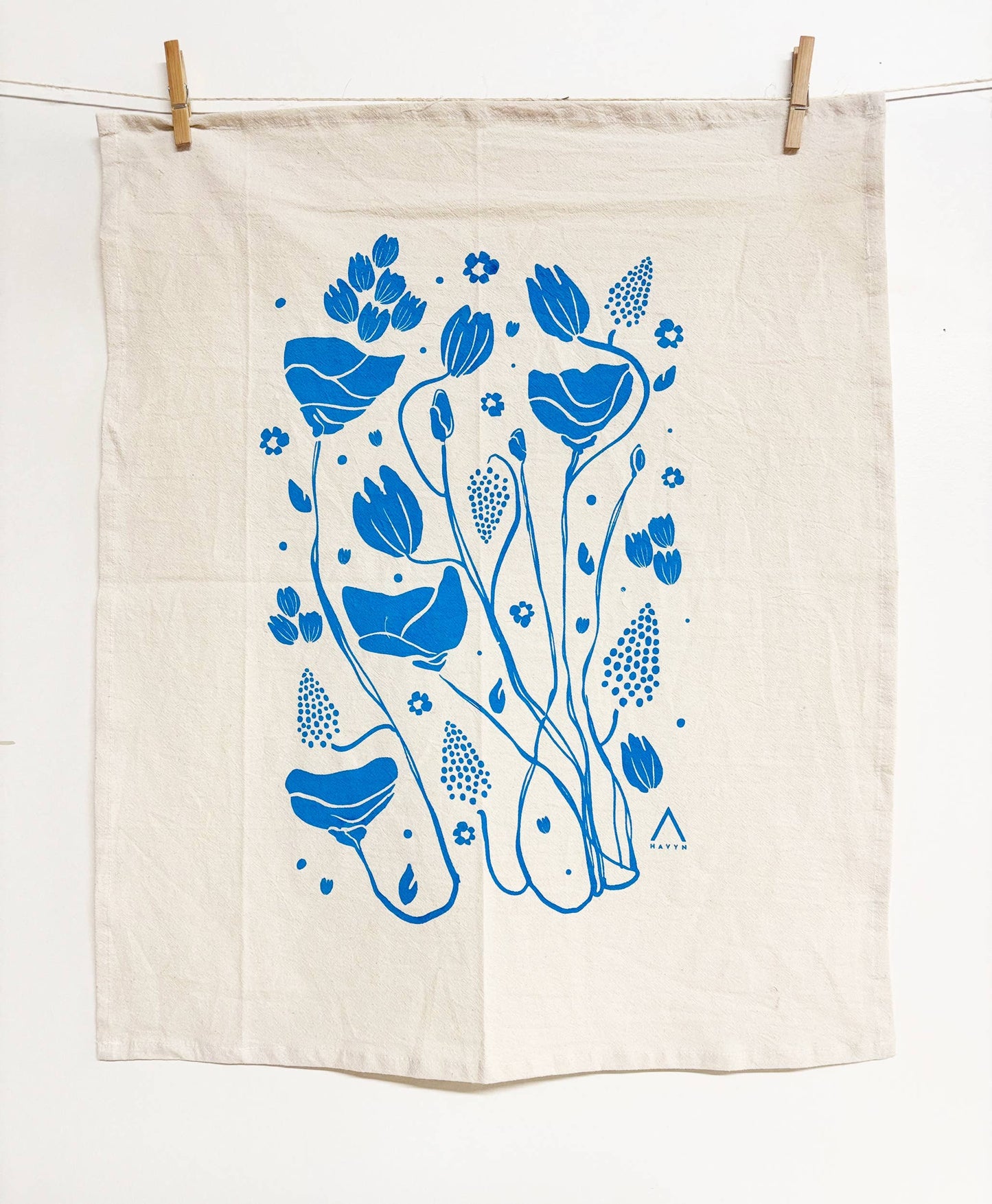Mack Flowers Organic Tea Towel Blue - 20x24
