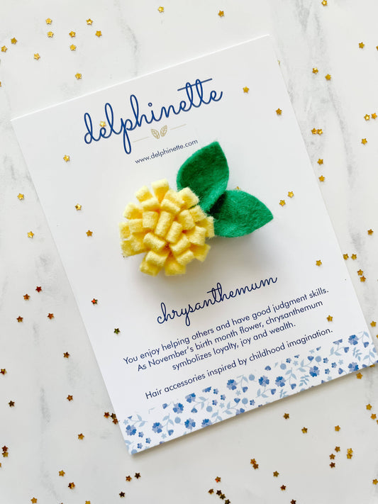 Yellow Chrysanthemum Hair Tie - November Birth Month Flower