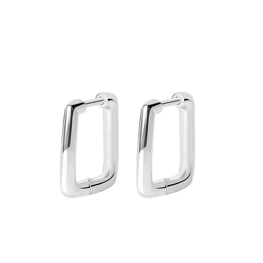 Lena Silver Thin Square Huggie
