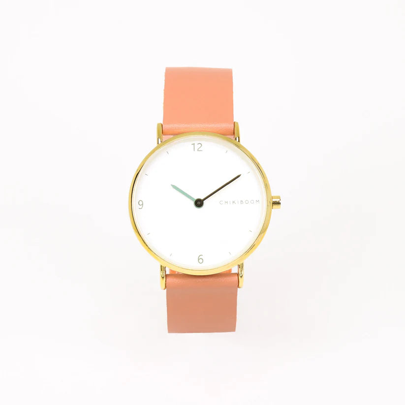 Terracotta White & Gold Watch