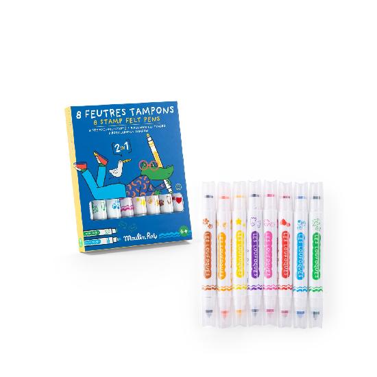 8 Stamp Felt Pens 2-in-1