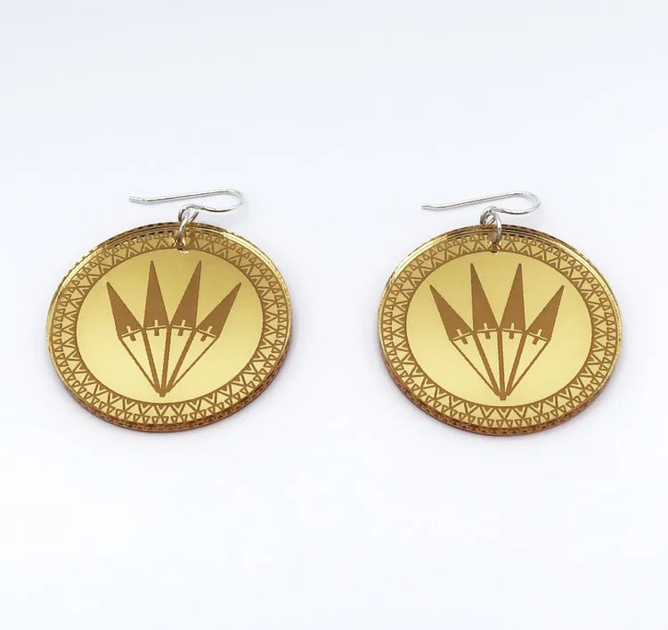 Fan with Tipis Earrings Medium