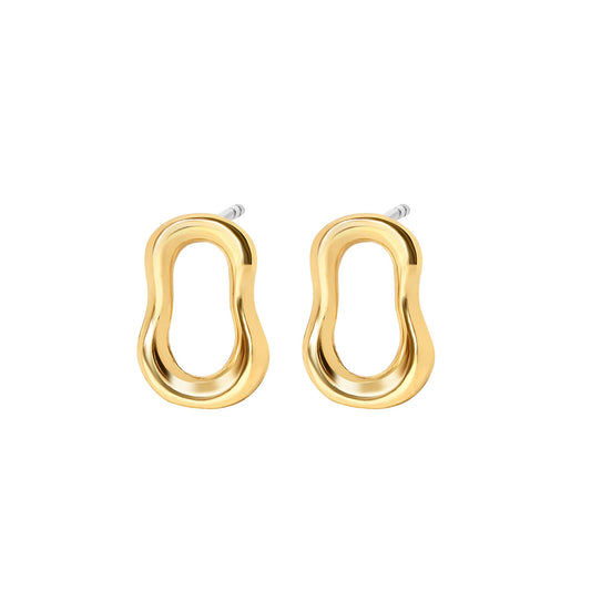 Roma Gold Wavy Rectangle Stud