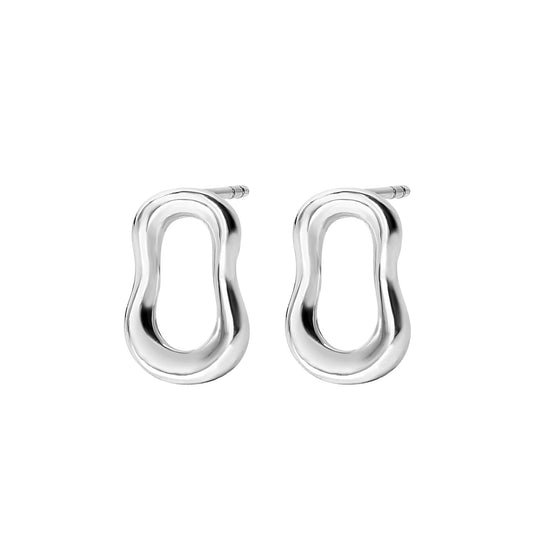 Roma Silver Wavy Rectangle Stud