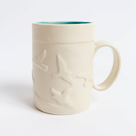 Cecile Miller teal bird mug