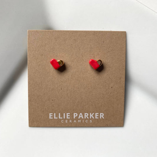 Heart Red Ceramic Stud Earrings