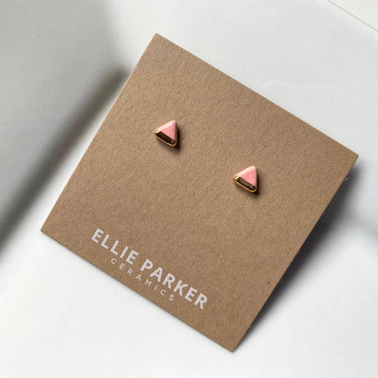 Triangle Pink Stud Earrings